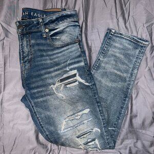 American Eagle Airflex+ distressed & repaired Athletic Skinny Jean. Size 32x30